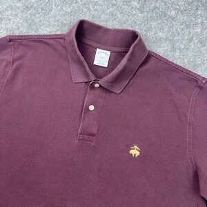 Brooks Brothers Polo Shirt Mens Large Maroon Golden Fleece Slim Fit Performane